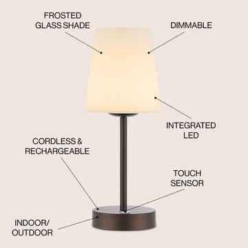 Carson 12.75" Modern Minimalist Iron Rechargeable Integrated LED Table Lamp